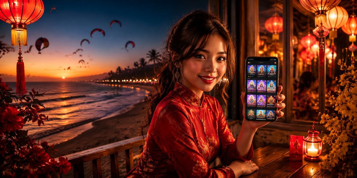 Người dùng Hội An trải nghiệm coq10 trên điện thoại bên ly cà phê sáng