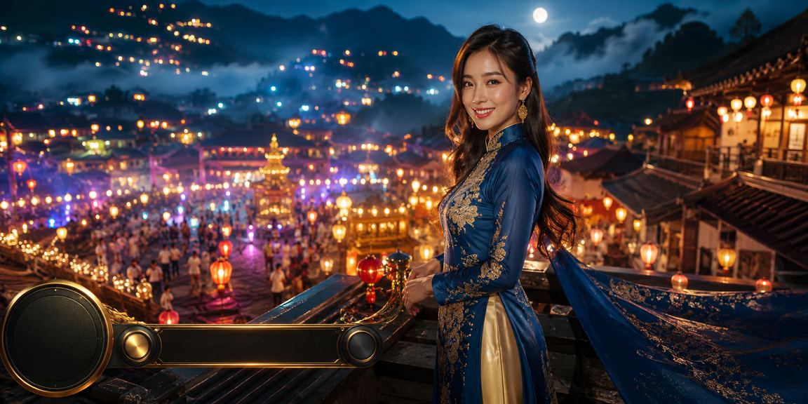 Người phụ nữ mặc áo dài tại Sapa thưởng thức giải trí casino trực tuyến qua ứng dụng di động
