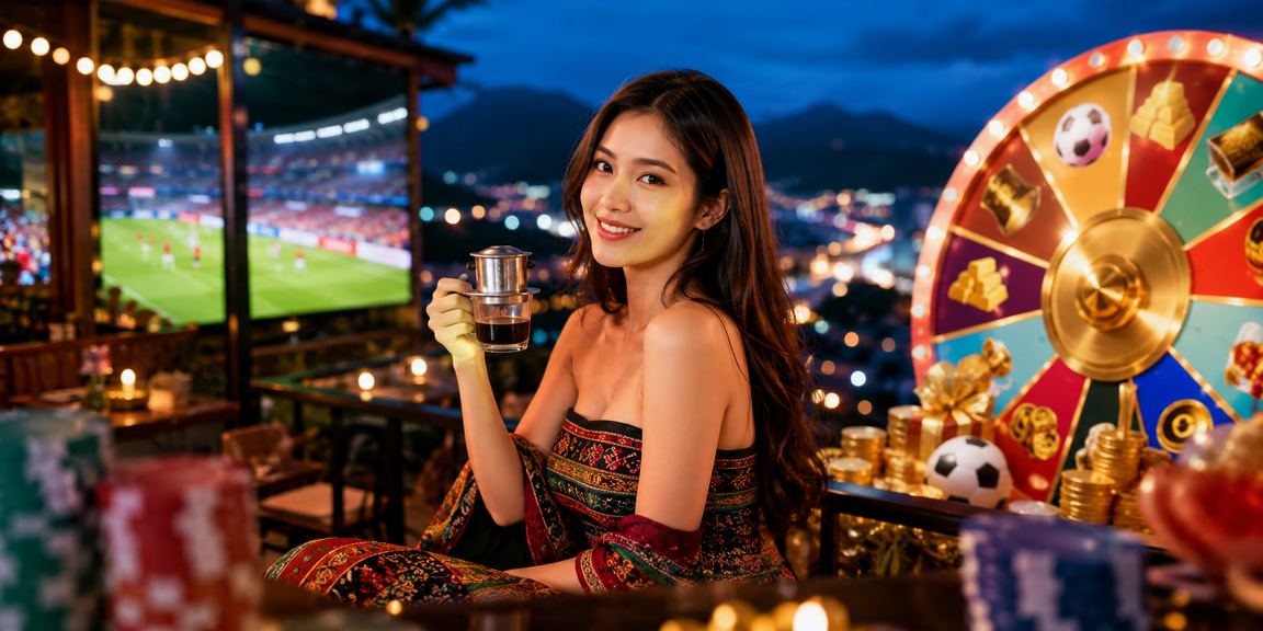 Người dùng tại Sapa thưởng thức cà phê và tham gia vòng quay may mắn qua nền tảng di động